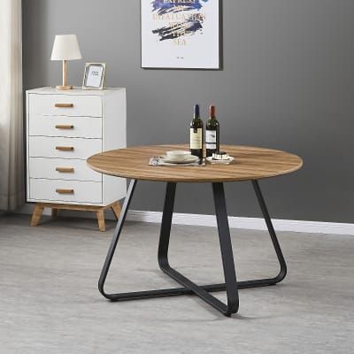 Santorini Brown Wood Contemporary Round Dining Table With Regard To Vintage Brown 48 Inch Round Dining Tables (View 10 of 15)