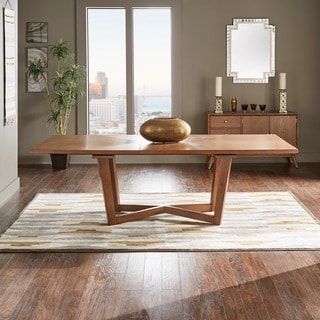 Shop Aurelle Home Gideon Solid Walnut Modern Rectangular With Walnut And White Dining Tables (View 3 of 15)