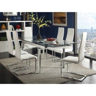 Shop Furniture Of America Maza Contemporary Silver 59 Inch Regarding Chrome Metal Dining Tables (View 3 of 15)