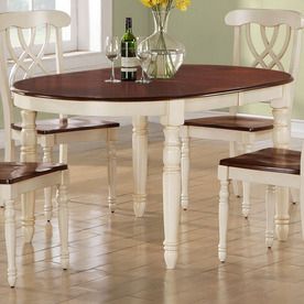 Shop Monarch Specialties Antique White/walnut Oval Dining With Regard To Vintage Brown 48 Inch Round Dining Tables (View 6 of 15)