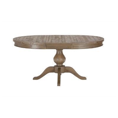 Slater Mill Round To Oval Dining Table Wood/Reclaimed Pine Pertaining To Reclaimed Teak And Cast Iron Round Dining Tables (View 13 of 15)