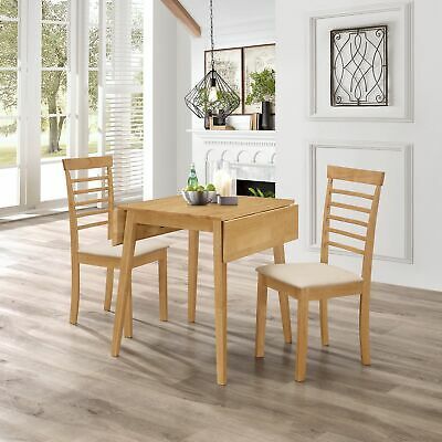 Small Solid Wooden Drop Leaf Dining Table And 2 Chairs Set Inside Gray Drop Leaf Tables (View 2 of 15)