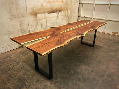 Sold – Bookmatched Black Walnut, Live Edge Dining Table Regarding Black And Walnut Dining Tables (View 7 of 15)