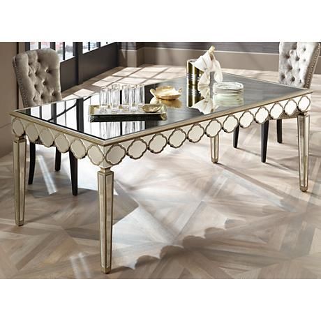 Stasia Gold And Beveled Mirror Dining Table – #8n782 Regarding Gold Dining Tables (View 2 of 15)