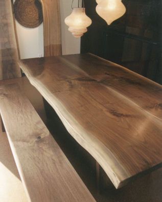 Wood Grain Black Dining Rooms | Slab Dining Tables, Walnut Throughout Dark Walnut And Black Dining Tables (View 7 of 15)