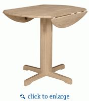 (wwt36rp) Unfinished 36" Round Pedestal Drop Leaf Table Intended For Round Dual Drop Leaf Pedestal Tables (View 8 of 15)