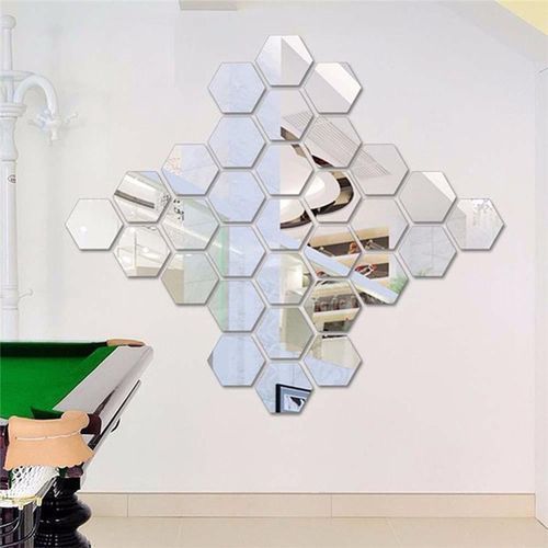 12 Piece Fashionbuy Mirror Hexagon Acrylic Mirror Wall Stickers Wall Pertaining To 12 Piece Wall Art (View 8 of 15)