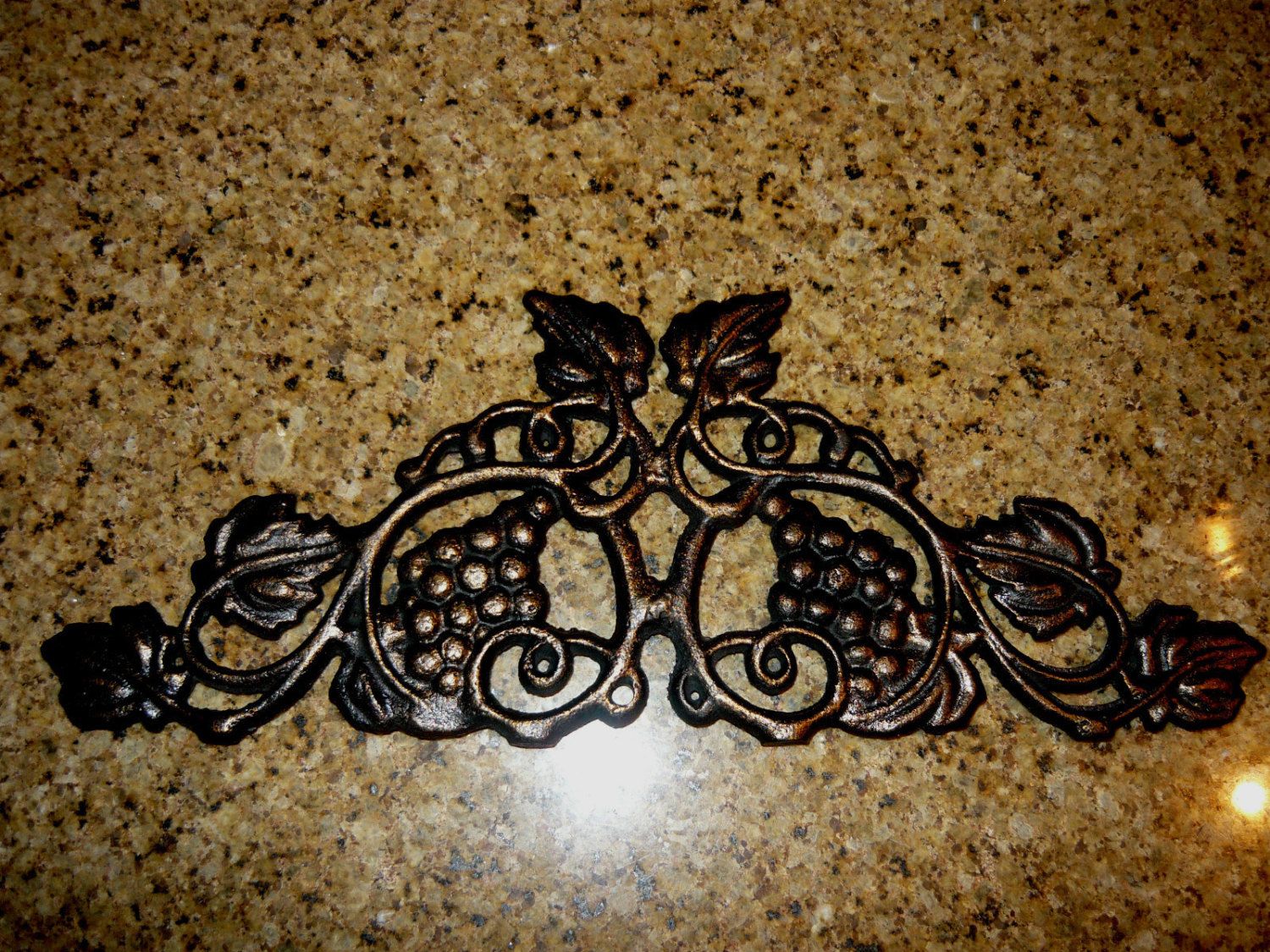 13 Inches Cast Iron Grapevine Topper Wall Plaque Valance Old World Regarding Brass Iron Wall Art (View 14 of 15)