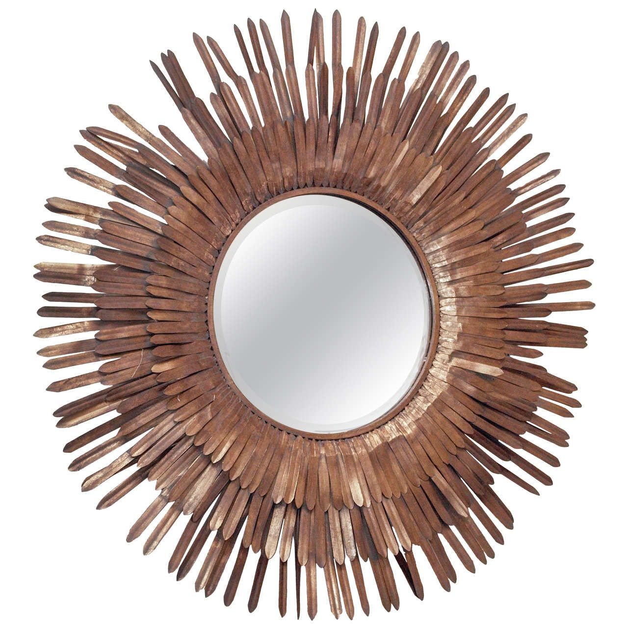 20Th Century Italian Sunburst Gilt Metal Beveled Mirror For Sale At 1Stdibs Intended For Twisted Sunburst Metal Wall Art (View 5 of 15)