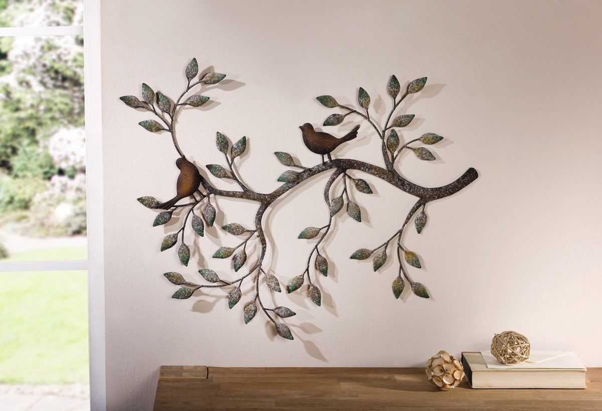 24 In Branches W/ Birds Decorative Metal Wall Sculpture Product Sku Within Polished Metal Wall Art (View 11 of 15)