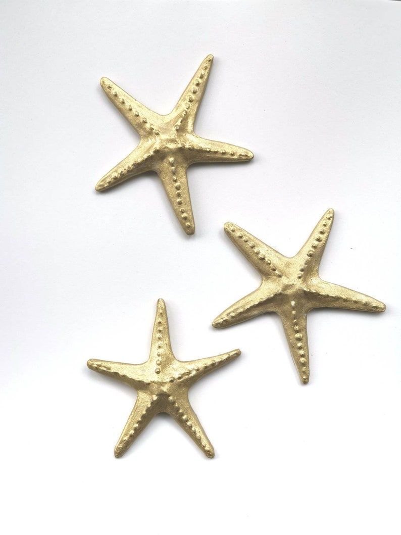 3 Gilded Ceramic Handmade Wallart Starfish Wall Art Gold | Etsy Pertaining To Starfish Wall Art (View 15 of 15)