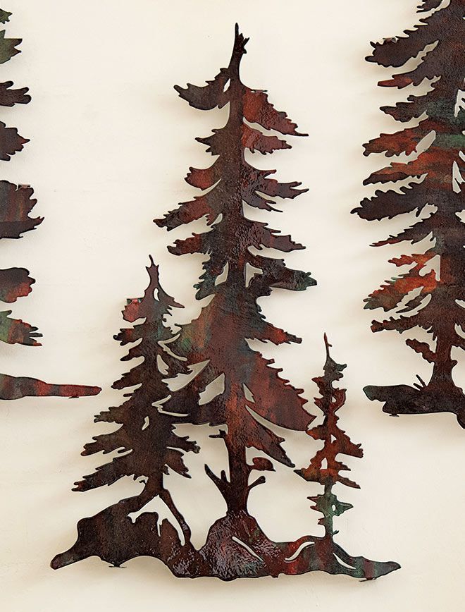 3 Pine Trees Copper Finish Metal Wall Art Inside Copper Metal Wall Art (View 4 of 15)