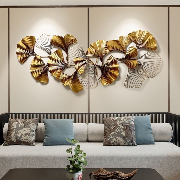 3D Golden Ginkgo Leaves Metal Wall Decor 55.1"W X  (View 7 of 15)