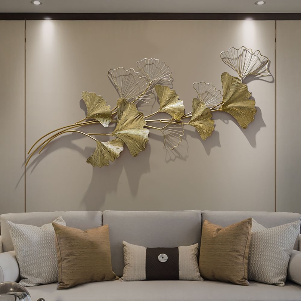 3D Golden Metal Ginkgo Leaves Light Luxury Wall Decor Art For Starlight Wall Art (View 4 of 15)
