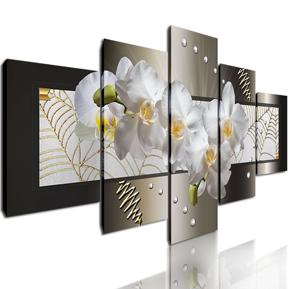 5 Panel Decorative Paintings Abstract Flower Wall Art Hd Canvas Print Intended For Crestview Bloom Wall Art (View 10 of 15)