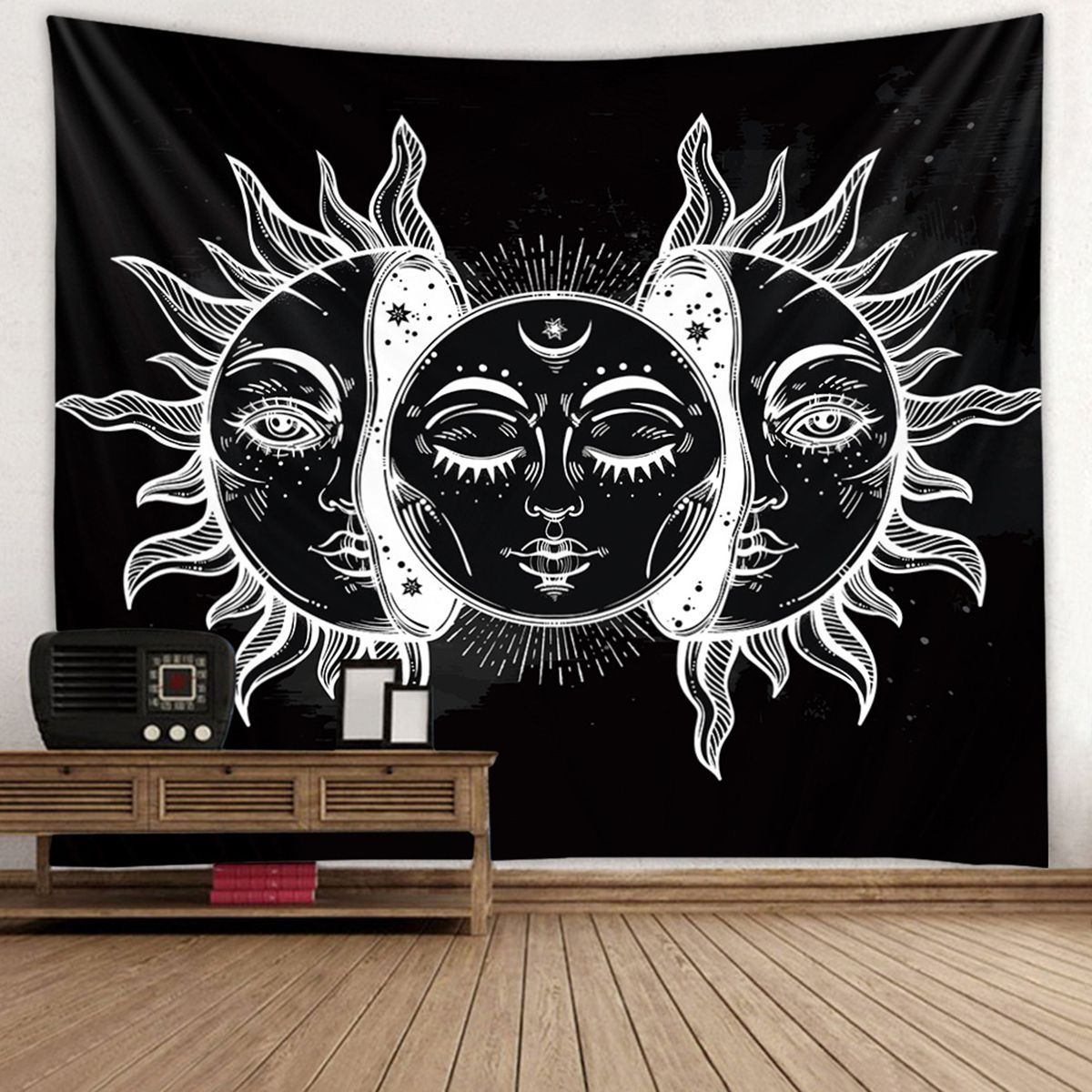 59X79 Inch Wall Art Tapestry Sun And Moon Tapestry Wall Hanging Pertaining To Moonlight Wall Art (View 2 of 15)