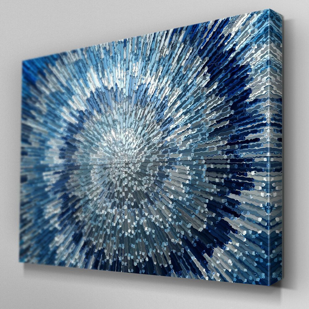 Ab283 Blue Silver Swirl Design Canvas Wall Art Ready To Hang Picture In Blue Morpho Wall Art (View 12 of 15)