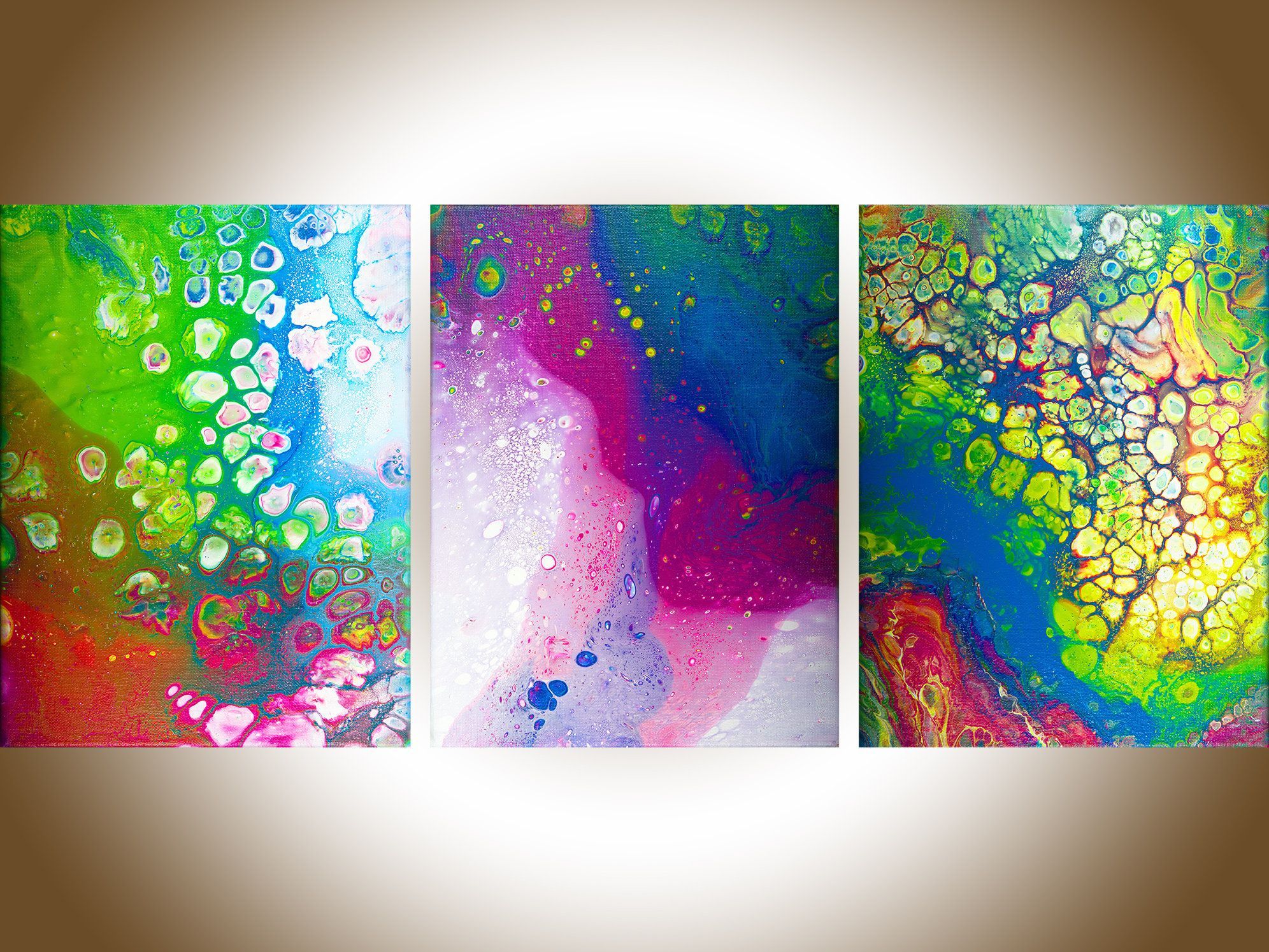 Acrylic Pour Fluid Art Fluid Painting Set Of 3 Painting Original Art Inside Fluid Wall Art (View 15 of 15)