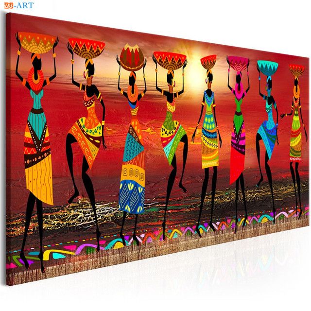 African Women Dancing Print Colored Poster Canvas Painting Tribal Wall Throughout Dancers Wall Art (View 11 of 15)