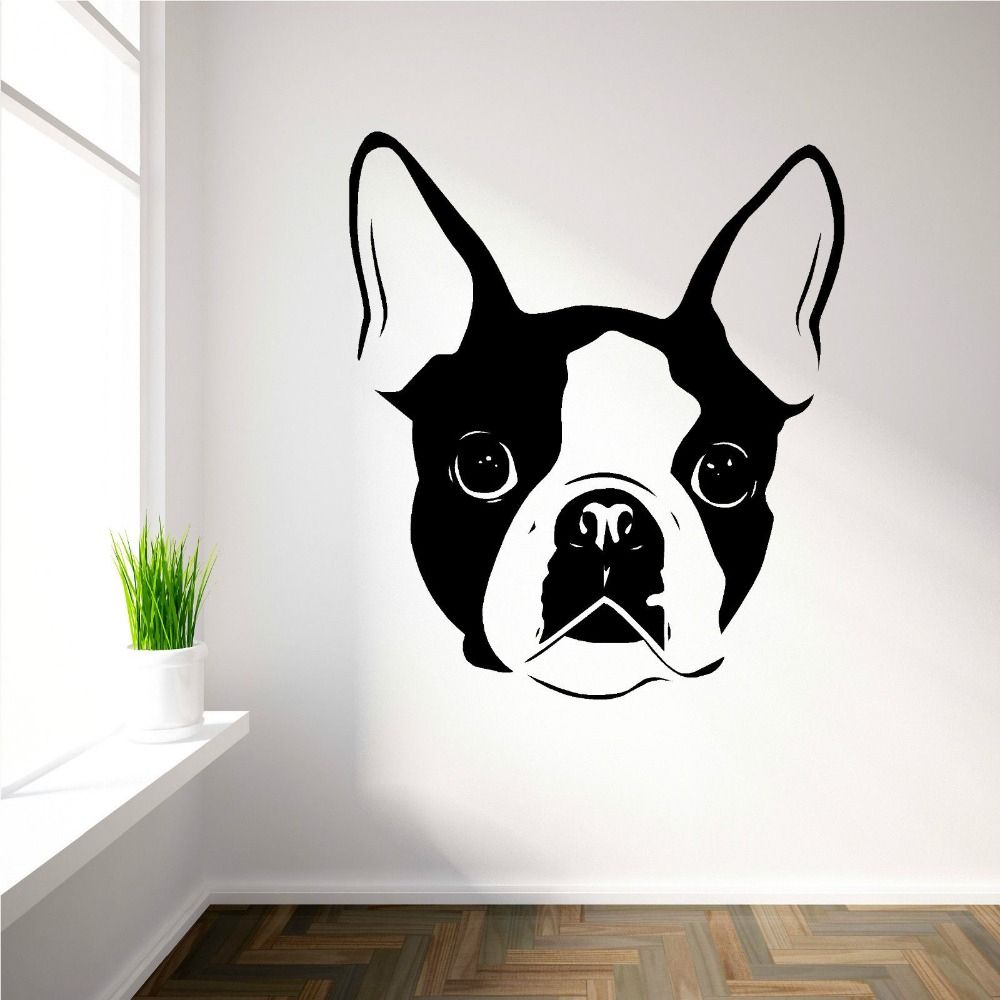 Aliexpress : Buy Movable Cute Boston Terrier Dog Avatar Vinyl Wall With Regard To Dog Wall Art (View 12 of 15)