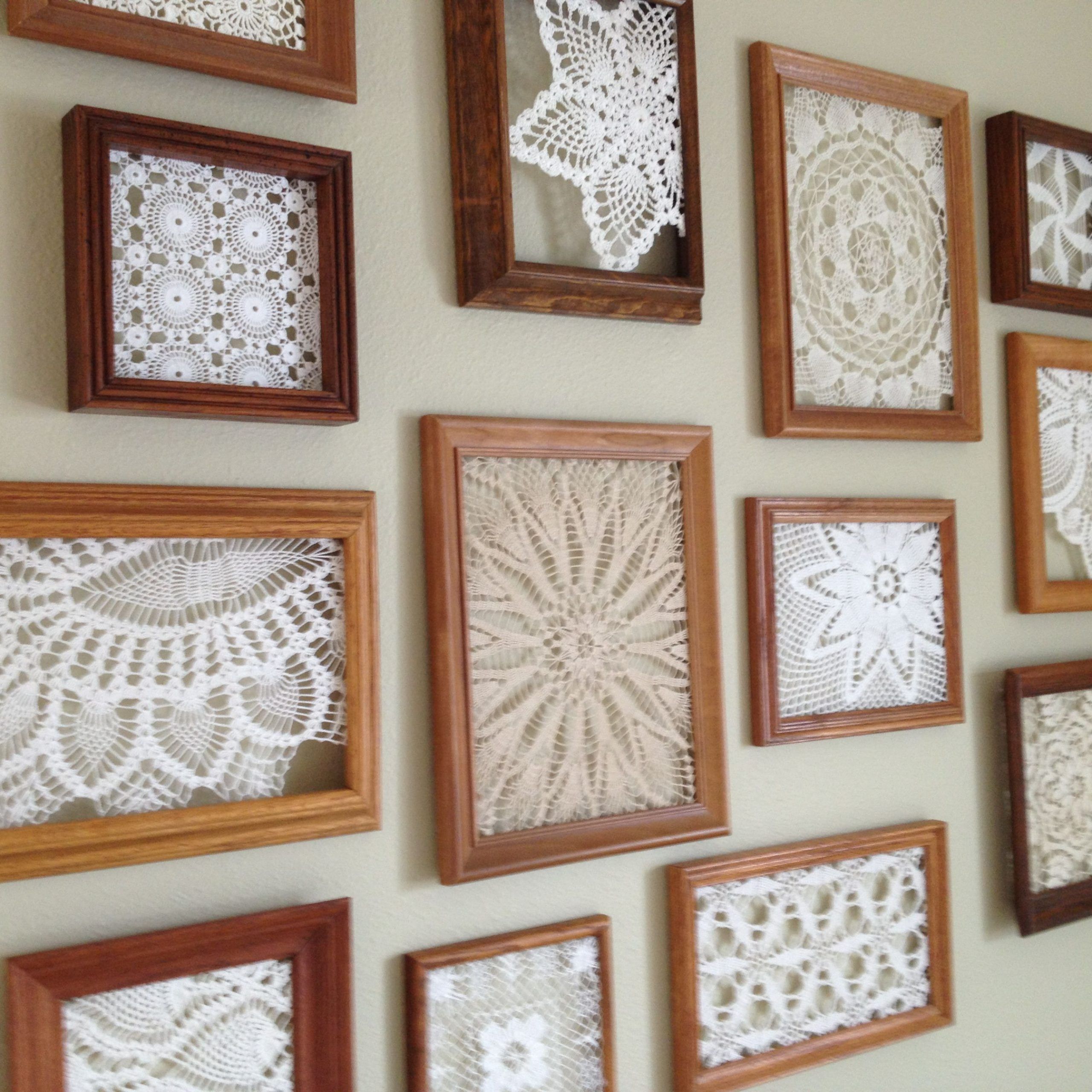 An Inexpensive Way To Fill A Big, Blank Wall – Thrifted Frames With For Lace Wall Art (View 3 of 15)