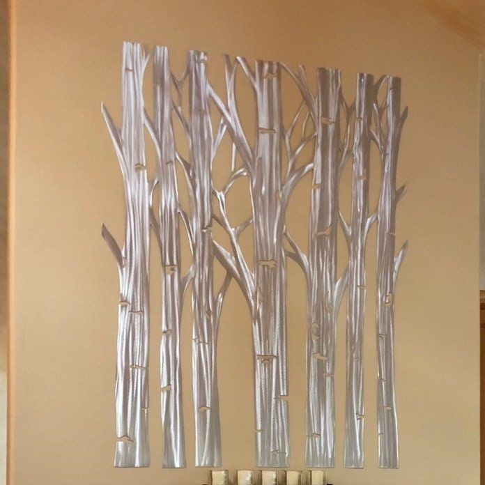 Aspen Tree Metal Wall Art For Above Your Fire Place Or Kitchen Wall Within Trees Silver Wall Art (View 7 of 15)