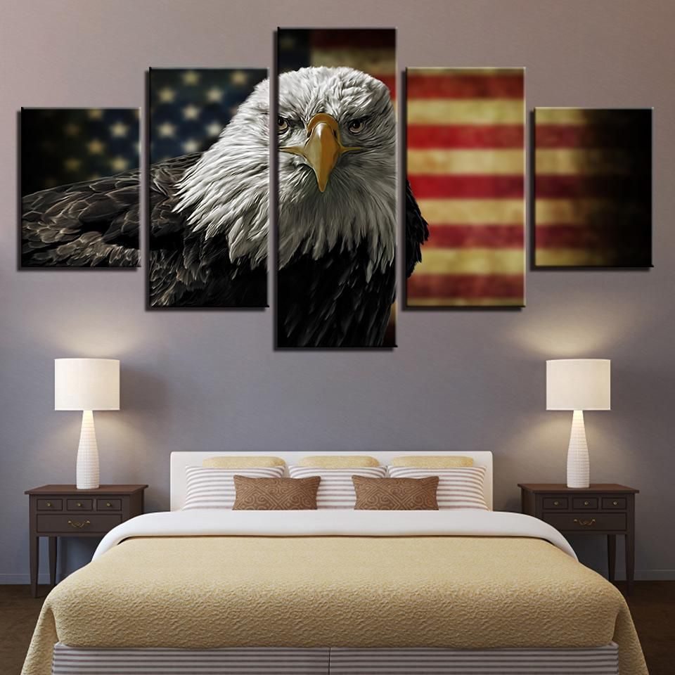 Bald Eagle Freedom – Animal 5 Panel Canvas Art Wall Decor – Canvas Storm In Eagle Wall Art (View 11 of 15)