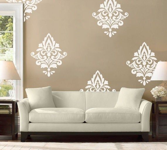 Big Damask Pattern Vinyl Wall Decal Home Decoration Wall For Damask Wall Art (View 8 of 15)