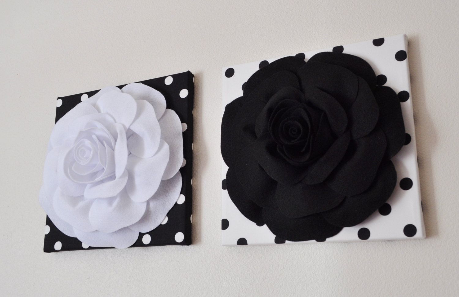 Black And White Polka Dot Wall Hangings – Black And White Rose Flower Pertaining To Open Dotswall Art (View 14 of 15)