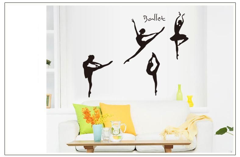 Black Dancing Ballet Girls Wall Sticker Pvc Art Ballet Wall Decals Kids Throughout Dancing Wall Art (View 5 of 15)
