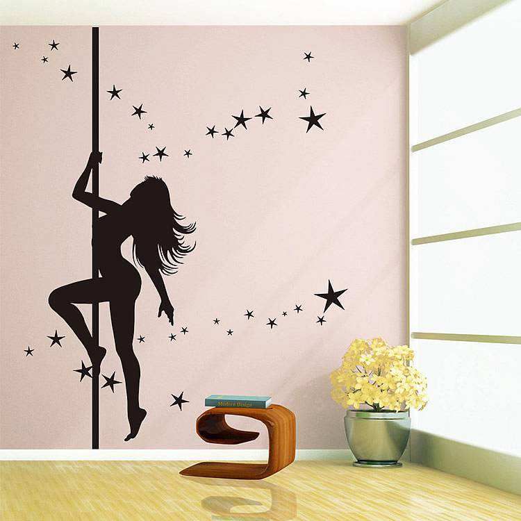 Black Pole Dancing Girl Wall Sticker | Characters | Wall Decals Within Dancers Wall Art (View 7 of 15)