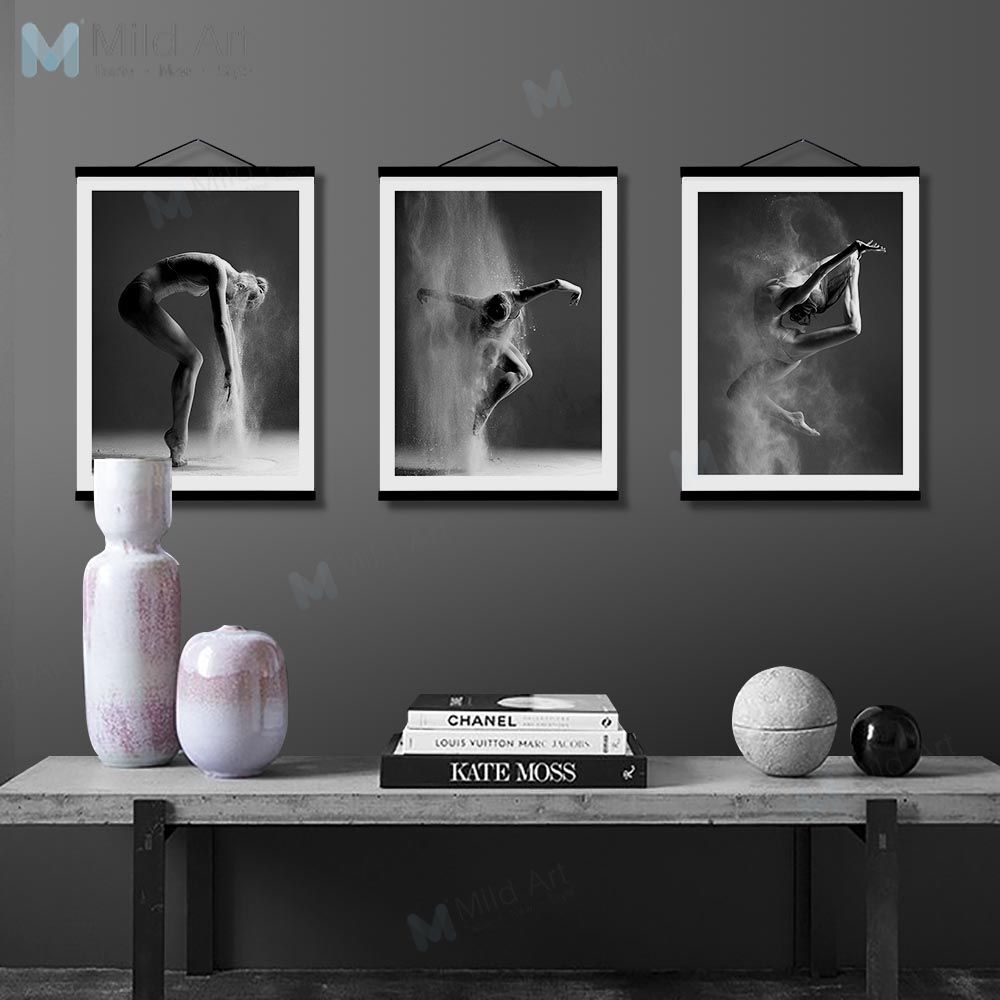 Black White Elegant Ballet Dance Girl Figure Wood Framed Posters Photo Pertaining To Dancers Wall Art (View 14 of 15)