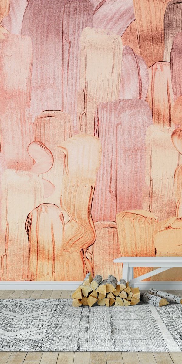 Blush Copper Metal Strokes Wallpaper | Wall Painting, Textured Feature With Regard To Brushstrokes Metal Wall Art (View 4 of 15)