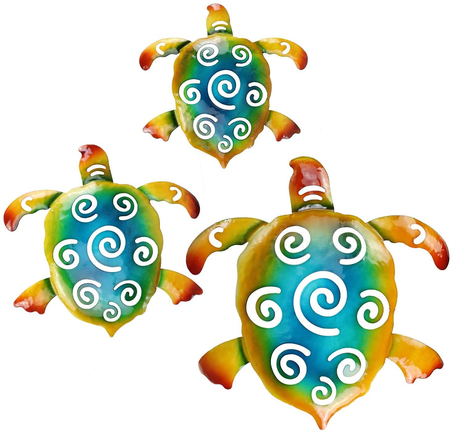 Bohk Metal Sea Turtles Set Of 3 Wall Ocean Decor Art Nautical Beach Within Turtles Wall Art (View 12 of 15)