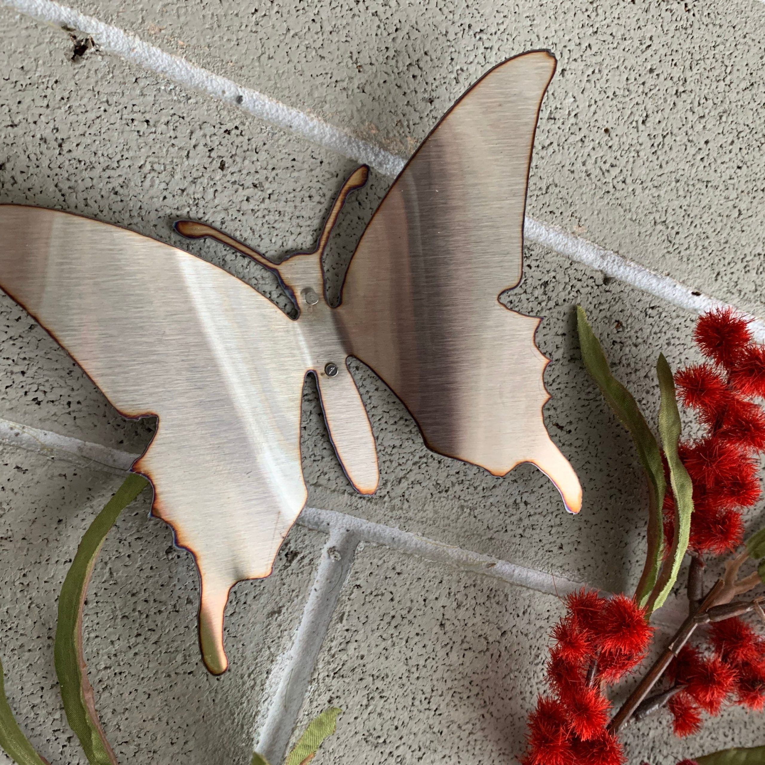 Brushed Stainless Butterflies – Set Of 3 – Butterflies – Wall Art In Butterfly Metal Wall Art (View 15 of 15)