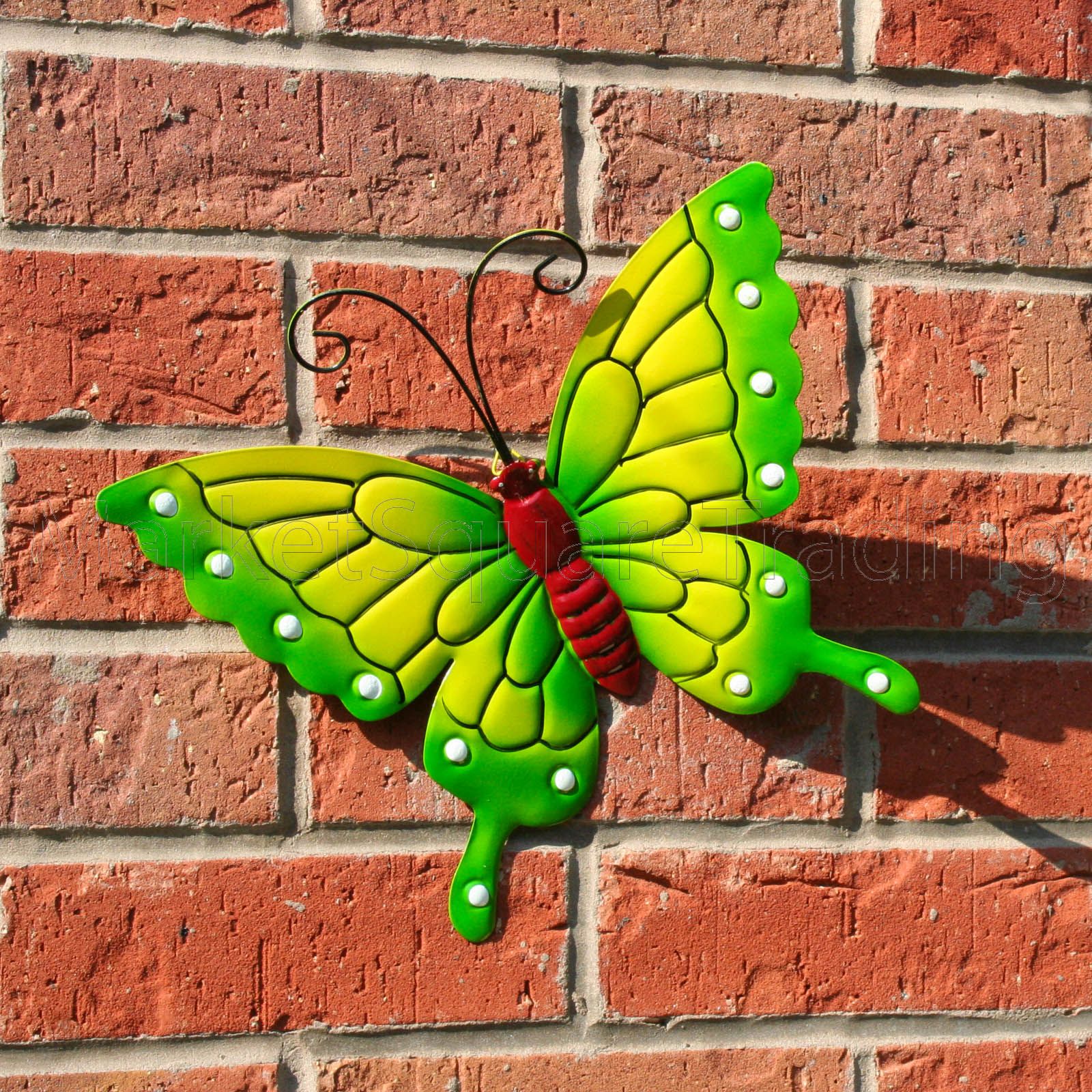 Butterfly Large New Green Metal Butterflies Wall Art Outdoor Garden In Butterfly Metal Wall Art (View 12 of 15)