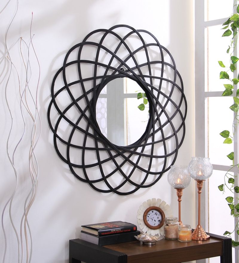 Buy Metal Wall Mirror In Black Colorhosley Online – Round Mirrors Inside Metal Mirror Wall Art (View 13 of 15)
