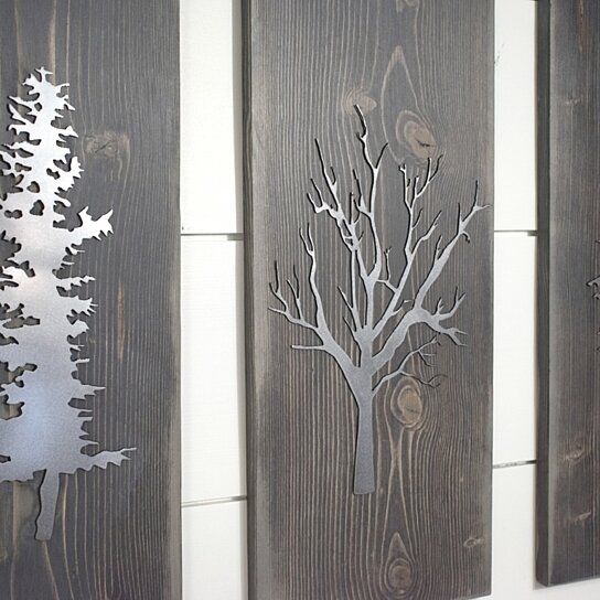 Buy Tree Plaque, Set Of 3, Metal Wall Art, Rustic Home Decor, Family Inside Wooden Blocks Metal Wall Art (View 8 of 15)