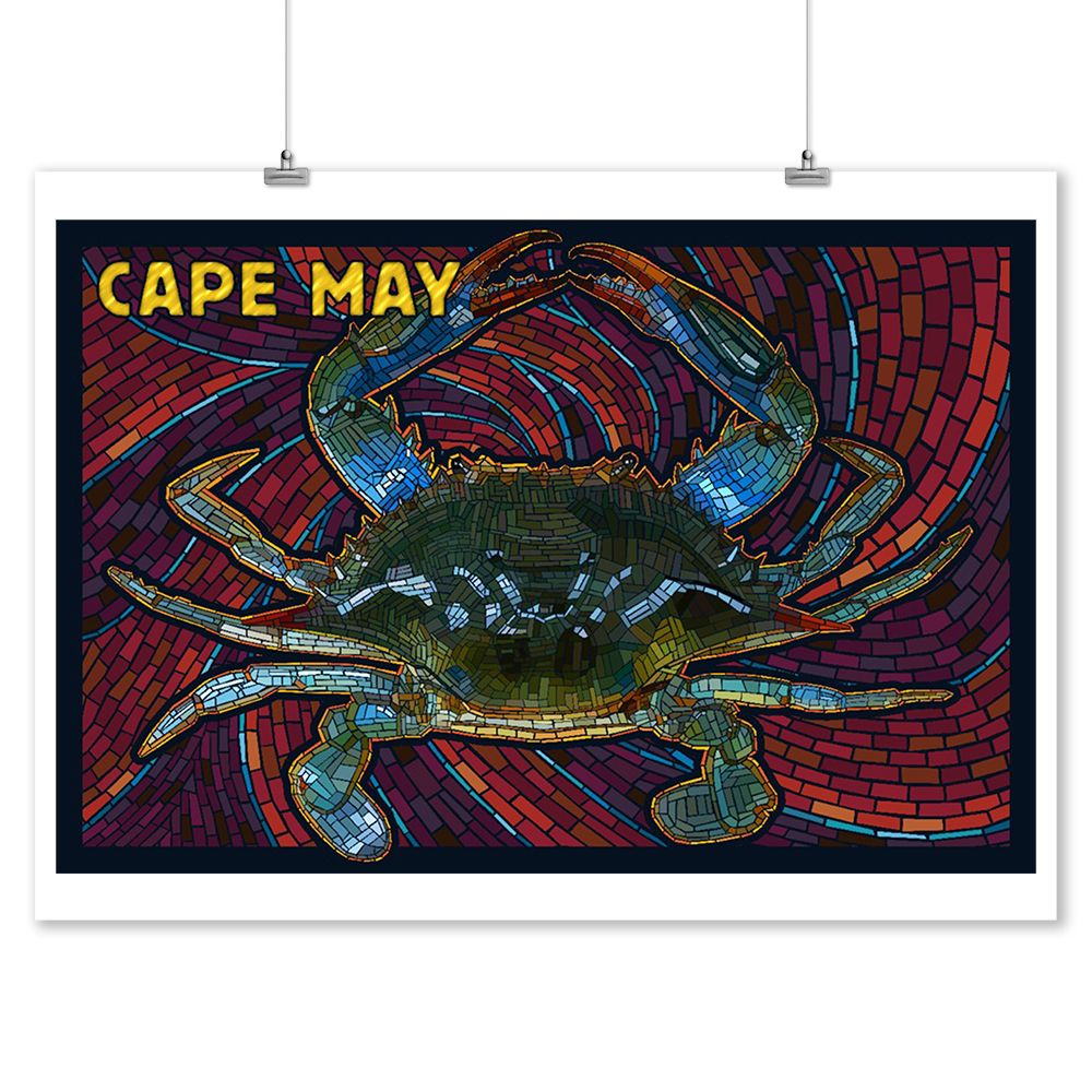 Cape May, New Jersey – Blue Crab Mosaic – Lantern Press Artwork (9X12 Inside New Jersey Wall Art (View 3 of 15)