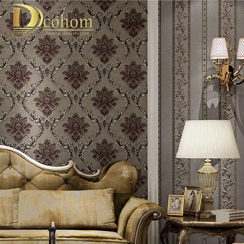 Classic European Damask Wallpaper For Walls Luxury Elegant 3D Stereo In Damask Wall Art (View 7 of 15)