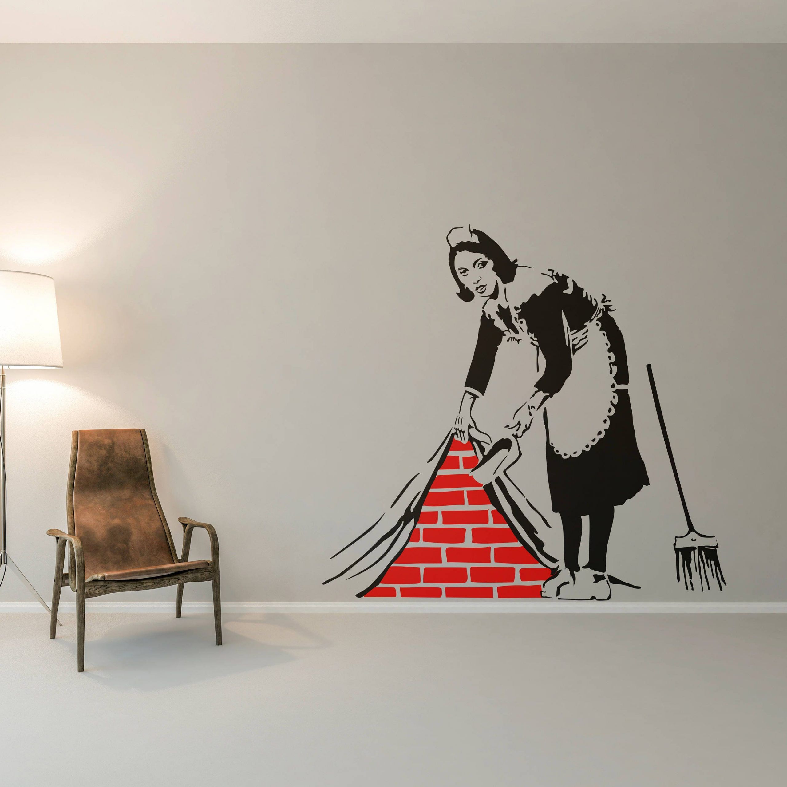 Cleaning Lady Wall Decal Sticker Banksy Style Street Art Within Lady Wall Art (View 4 of 15)