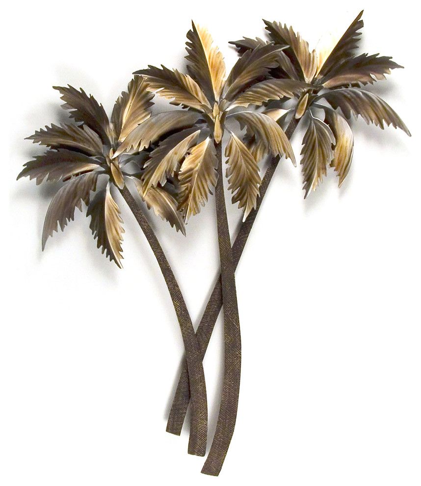 Coastal Home Decor 'Palasari Palms Triple' – Sst Steel Beach Palm Trees Inside Palms Wall Art (View 5 of 15)