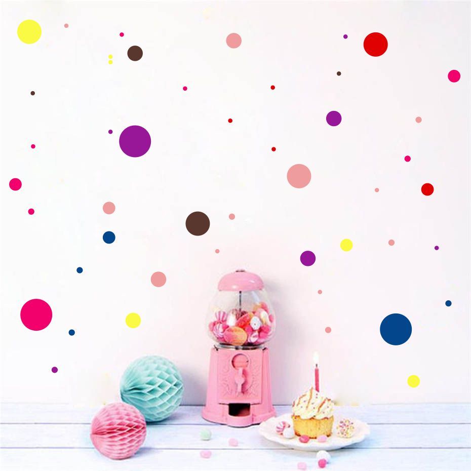 Color Polka Dot Wall Sticker For Kid Bedroom Wall Art Decal Baby With Open Dotswall Art (View 13 of 15)