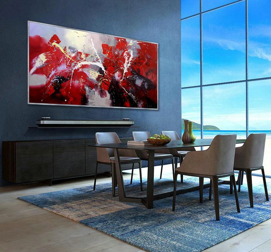 Contemporary Panoramic Palette Knife Painting Extra Large Abstract In Matte Blackwall Art (View 8 of 15)
