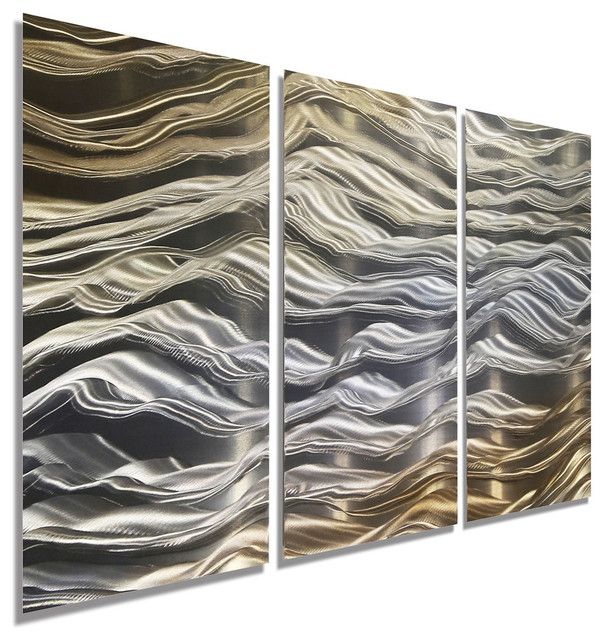 Contemporary Silver, Gold And Blue Metal Wall Painting, Home Decor Inside Gold And Silver Metal Wall Art (View 14 of 15)