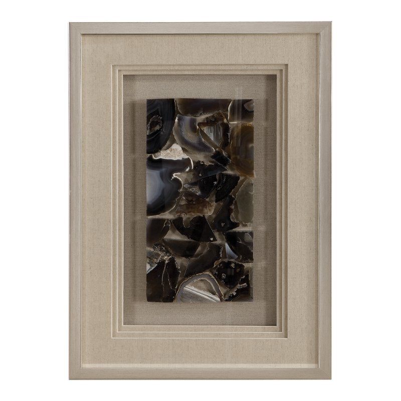 Cool Blue And Tan Natural Agate Shadow Box Wall Art | Rc Willey In Box Wall Art (View 2 of 15)