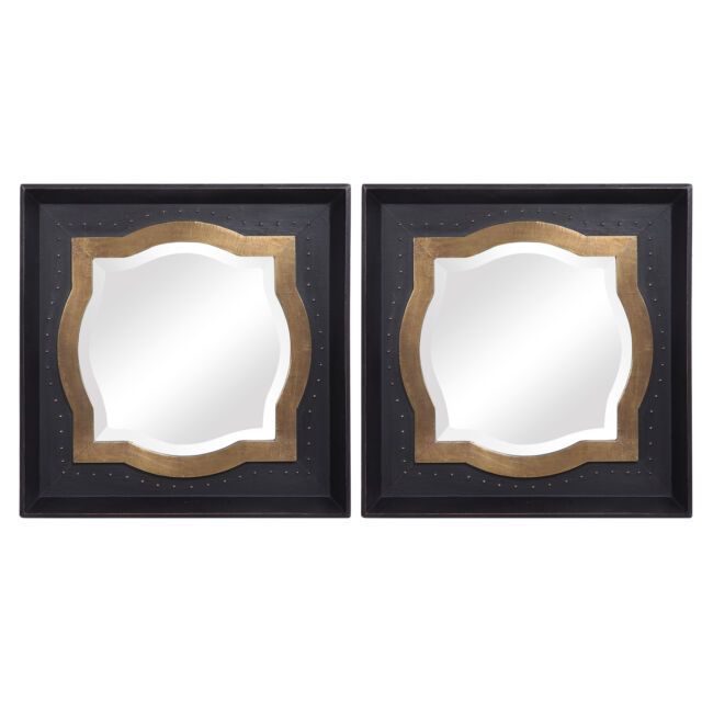Copper Bronze Square Wall Mirrors Set 2 Dark Quatrefoil Art Tiles Gold Intended For Square Bronze Metal Wall Art (View 11 of 15)