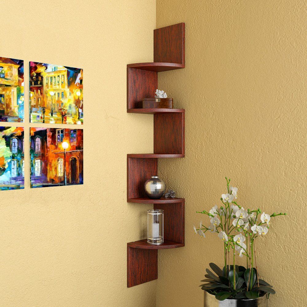 Corner Wall Mount Shelf  Decor Nation | Shape – Zigzag With Regard To Wall Art With Shelves (View 5 of 15)