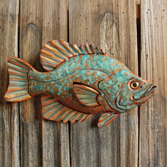 Crappie Sunfish Large Copper Metal Fish Art Sculpture Wall Within Fish Wall Art (View 15 of 15)