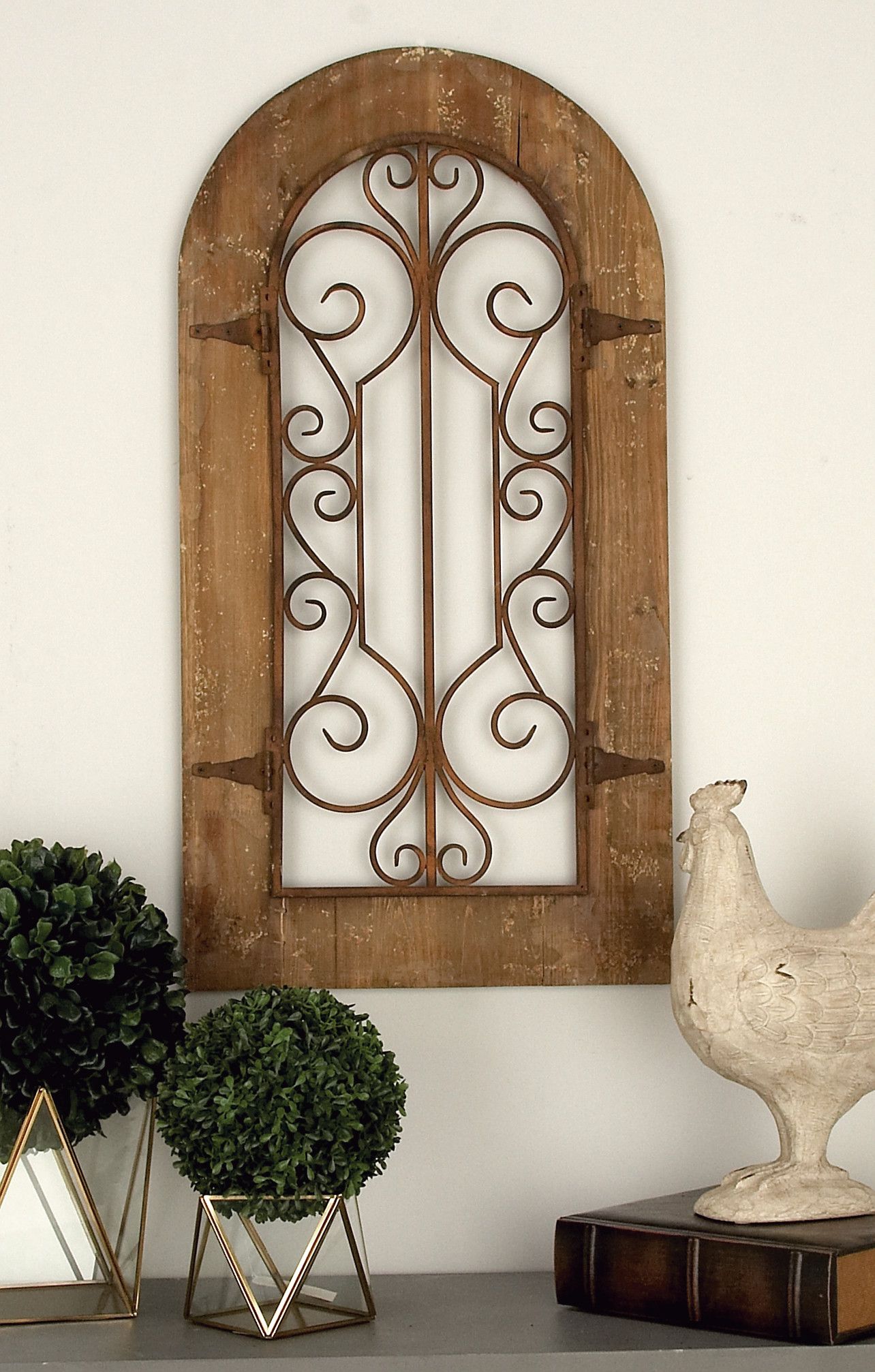 Decmode Large Rustic Style Iron & Wood Wall Decor, Antique Metal Gate For Polished Metal Wall Art (View 6 of 15)